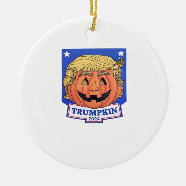 Trumpkin Classic – Funny Halloween Quote Ceramic Ornament (Front)