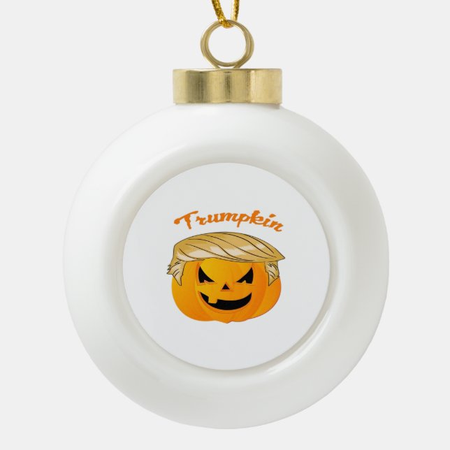 Trumpkin Classic – Political Parody Ceramic Ball Christmas Ornament (Front)