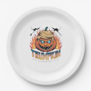 Trumpkin Classic – Spooky Pumpkin Design Paper Plate
