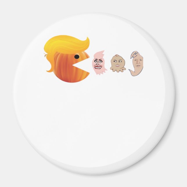 Trumpkin Eating Democrats Classic – Satirical Hall Magnet (Front)