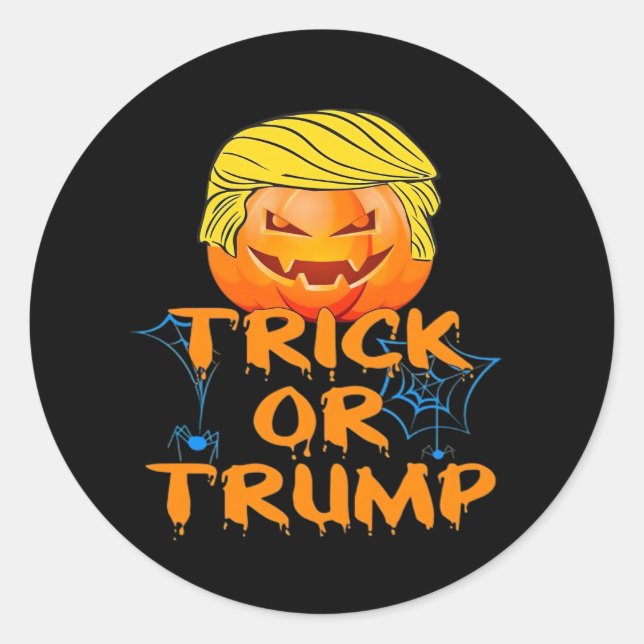 Trumpkin Funny Design For Halloween Classic Round Sticker (Front)