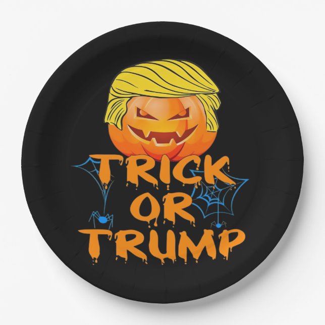 Trumpkin Funny Design For Halloween Paper Plate (Front)