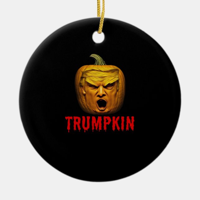 Trumpkin – Funny Donald Pumpkin Halloween  Ceramic Ornament (Front)