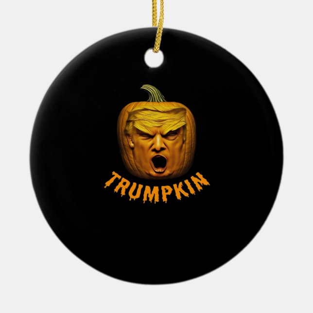 Trumpkin – Funny Donald Pumpkin Halloween Classic Ceramic Ornament (Front)