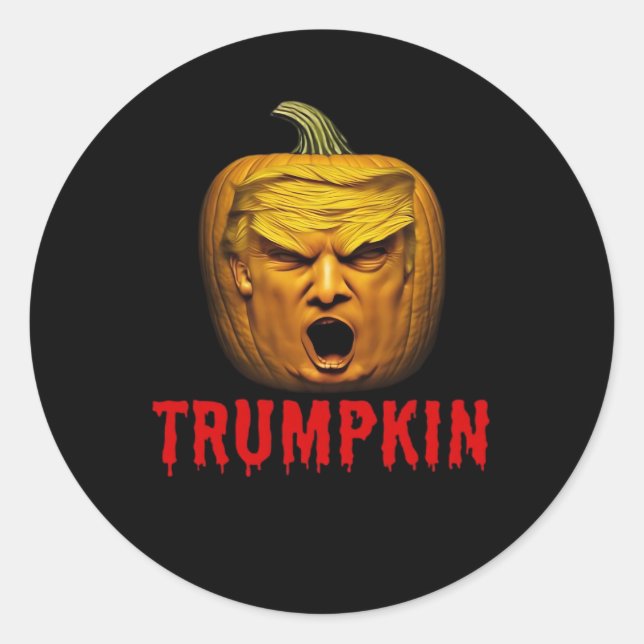 Trumpkin – Funny Donald Pumpkin Halloween  Classic Round Sticker (Front)