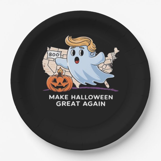 Trumpkin Funny Halloween Boo - Make Halloween Grea Paper Plate (Front)