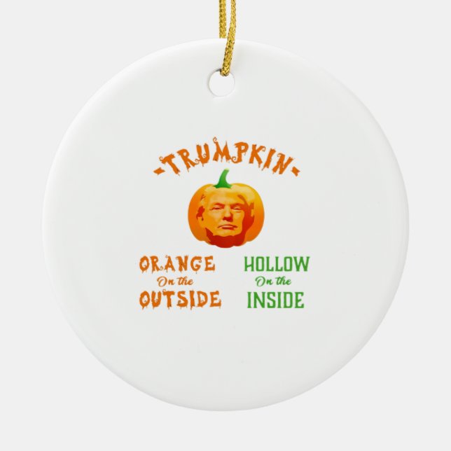 Trumpkin Funny Halloween Classic Ceramic Ornament (Front)