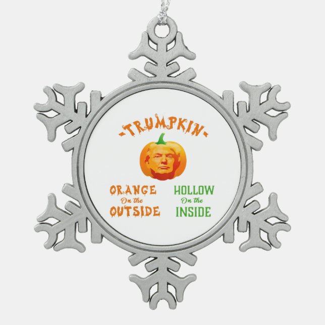 Trumpkin Funny Halloween Classic Snowflake Pewter Christmas Ornament (Front)