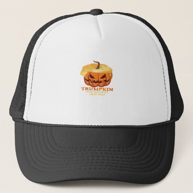 Trumpkin Funny Halloween Pumpkin – Classic Costume Trucker Hat (Front)