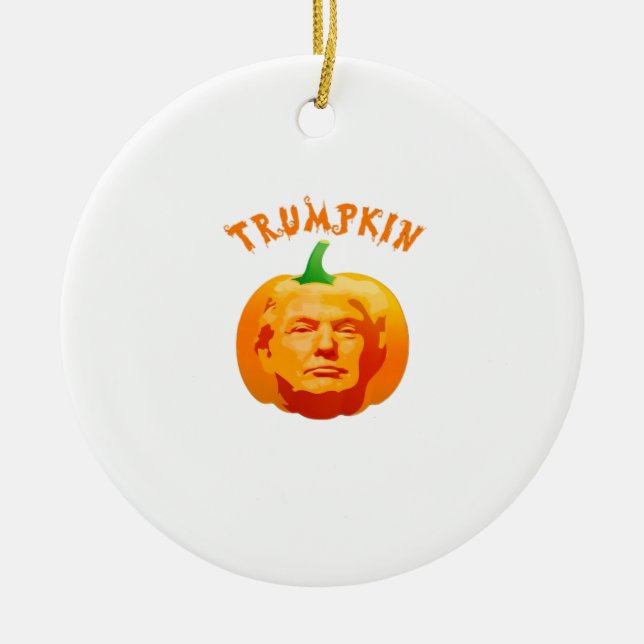 Trumpkin Funny Halloween – Spooky Parody Edition Ceramic Ornament (Front)