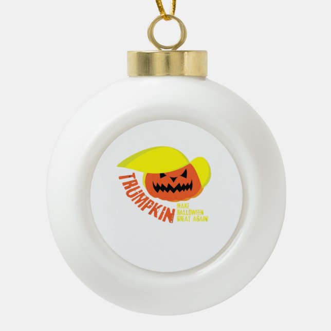 Trumpkin – Funny Mash Ceramic Ball Christmas Ornament (Front)