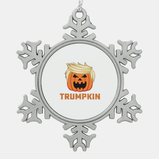 Trumpkin – Funny Parody Slogan Snowflake Pewter Christmas Ornament (Front)