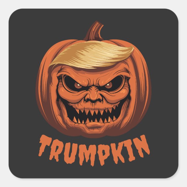 Trumpkin - Grinning Donald Trump Halloween Pumpkin Square Sticker (Front)