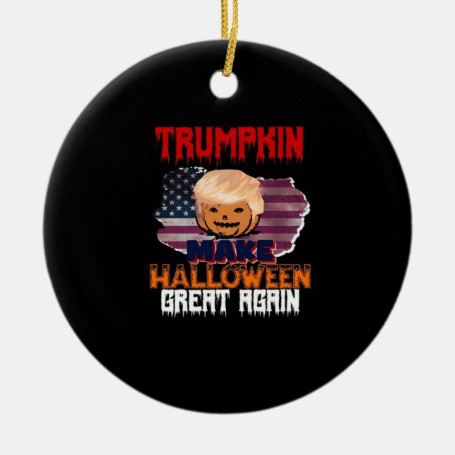 Trumpkin Halloween Classic Ceramic Ornament (Front)