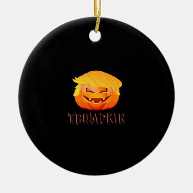 Trumpkin Halloween Classic Ceramic Ornament (Front)