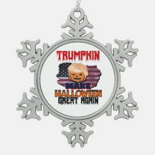 Trumpkin Halloween Classic Snowflake Pewter Christmas Ornament
