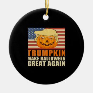 Trumpkin Halloween Funny Classic & Basic Design Ceramic Ornament