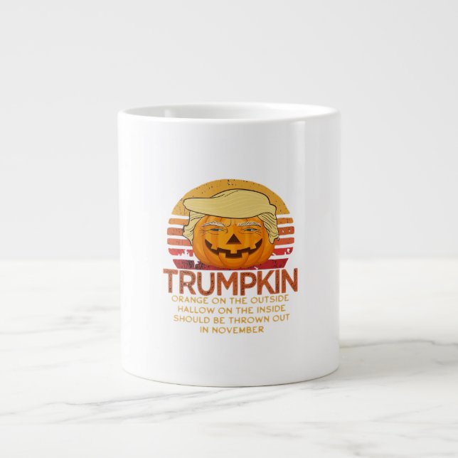 Trumpkin Halloween Funny Classic – Political Pumpk Large Coffee Mug (Front)