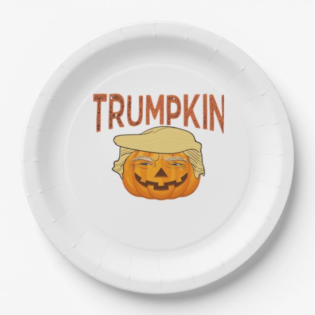 Trumpkin Halloween Funny Classic – Sloth Mask Desi Paper Plate (Front)