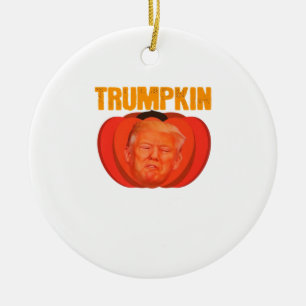 Trumpkin Halloween Jack O Lantern Graphic Funny Ceramic Ornament
