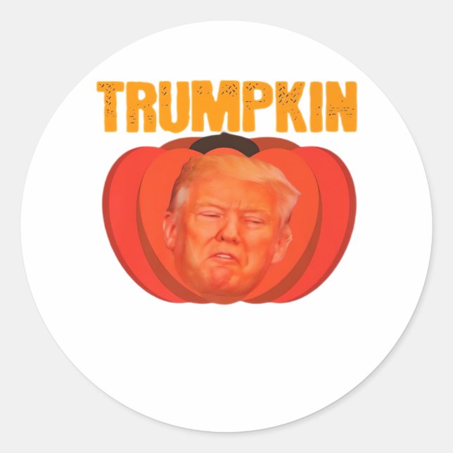 Trumpkin Halloween Jack O Lantern Graphic Funny  Classic Round Sticker (Front)