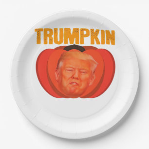Trumpkin Halloween Jack O Lantern Graphic Funny Paper Plate