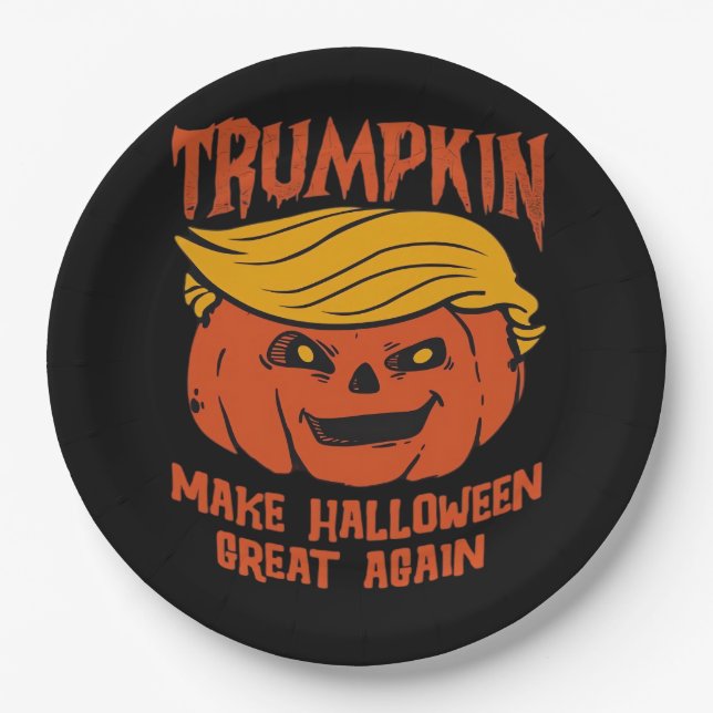 Trumpkin Halloween - Make Halloween Great Again Cl Paper Plate (Front)