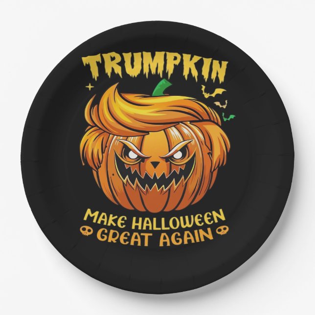 Trumpkin Halloween - Make Halloween Great Again Cl Paper Plate (Front)