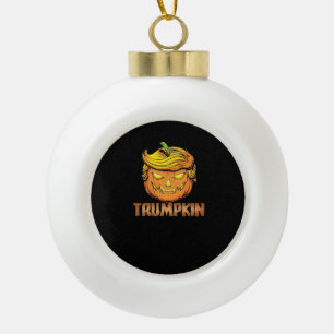 Trumpkin -  Halloween Pumpkin Ceramic Ball Christmas Ornament