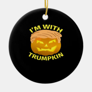 Trumpkin Halloween Pumpkin Ceramic Ornament