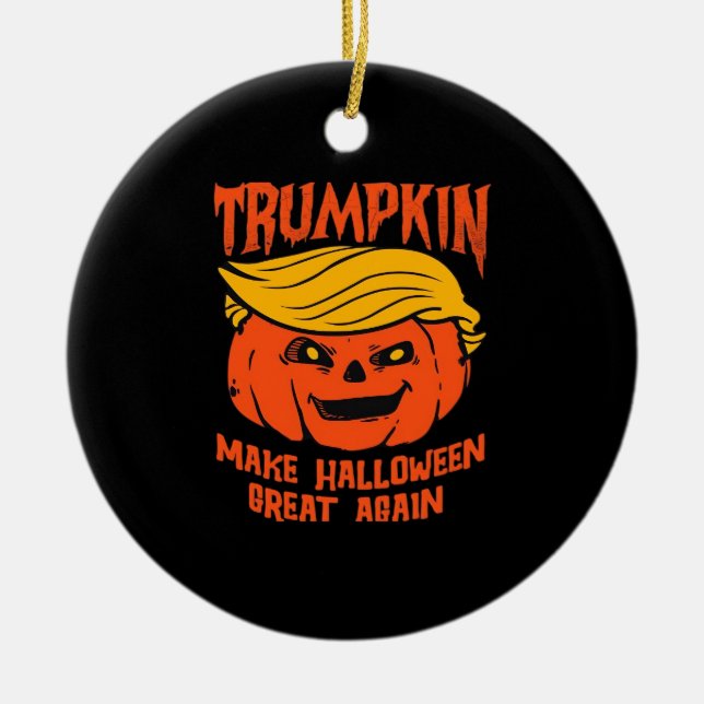 Trumpkin Halloween Pumpkin Election Ceramic Ornament (Front)