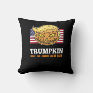 Trumpkin Halloween Pumpkin With Flag Scary Design Cushion