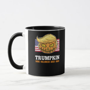 Trumpkin Halloween Pumpkin With Flag Scary Design Mug