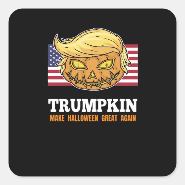 Trumpkin Halloween Pumpkin With Flag Scary Design  Square Sticker (Front)