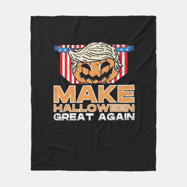 Trumpkin Halloween Vintage Political Funny Fleece Blanket (Front)
