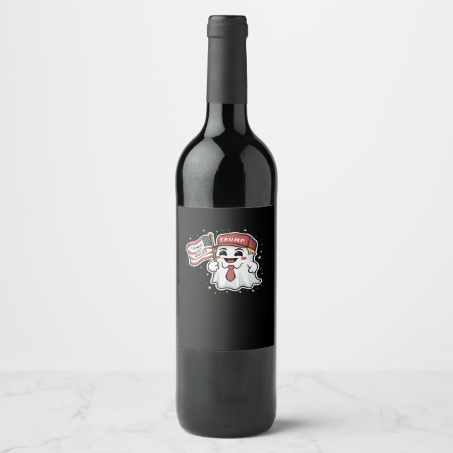 Trumpkin, I Always Get Ghosted, Halloween, Spooky, Wine Label (Front)
