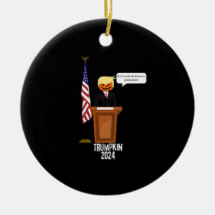 Trumpkin Let's Make Halloween Great Again Classic Ceramic Ornament