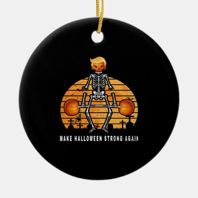 Trumpkin Make Halloween  Again Gym Fitness Funny Ceramic Ornament (Front)