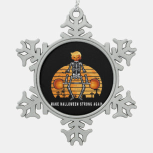 Trumpkin Make Halloween  Again Gym Fitness Funny Snowflake Pewter Christmas Ornament