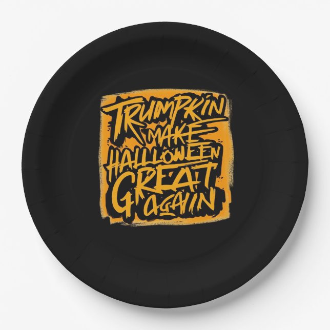 Trumpkin Make Halloween Great Again – Autumn Sloth Paper Plate (Front)