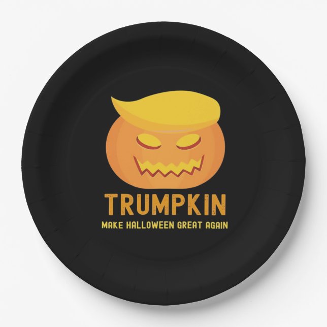 Trumpkin Make Halloween Great Again – Basic Parody Paper Plate (Front)