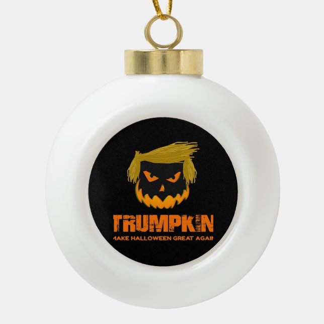 Trumpkin, Make Halloween Great Again Classic Ceramic Ball Christmas Ornament (Front)