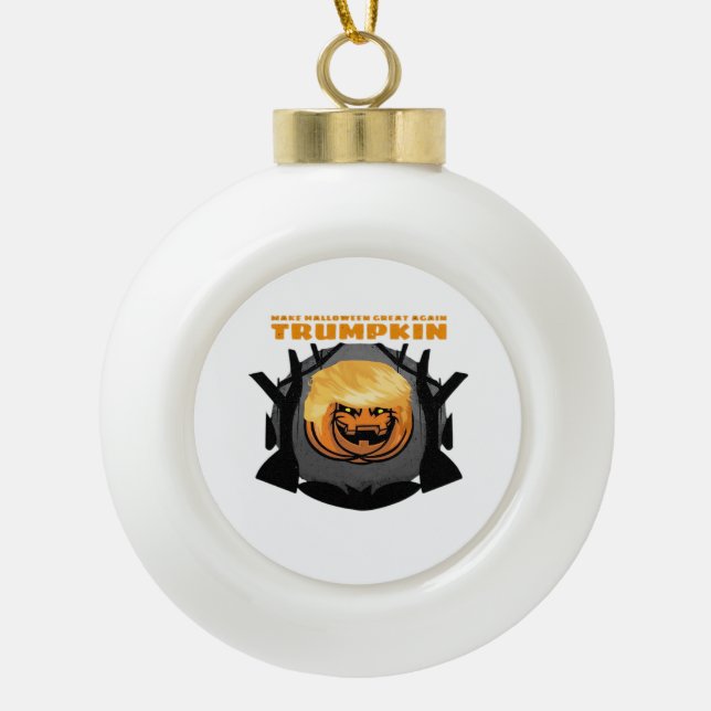 Trumpkin, Make Halloween Great Again Classic Ceramic Ball Christmas Ornament (Front)