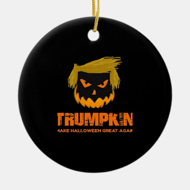 Trumpkin, Make Halloween Great Again Classic Ceramic Ornament (Front)