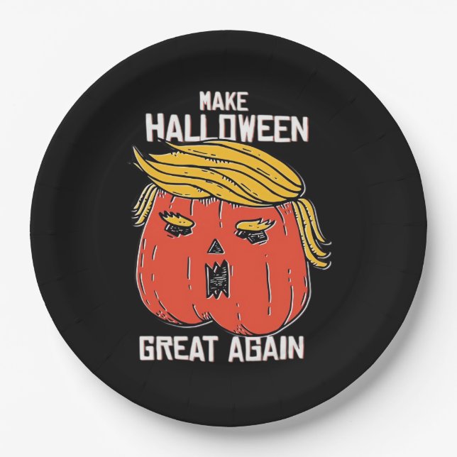 Trumpkin Make Halloween Great Again Classic – Retr Paper Plate (Front)
