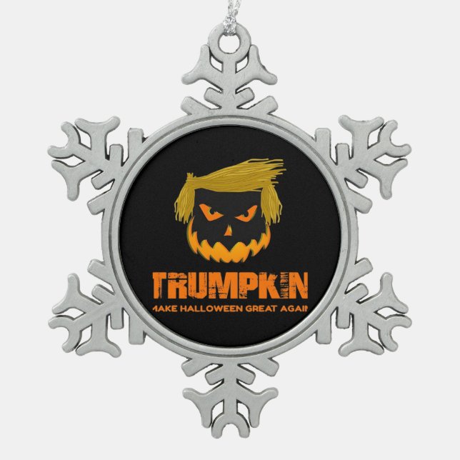 Trumpkin, Make Halloween Great Again Classic Snowflake Pewter Christmas Ornament (Front)