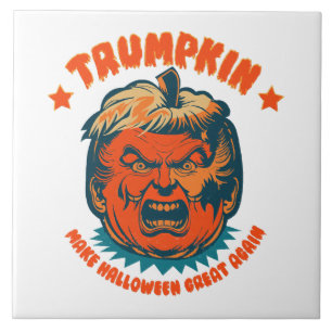 trumpkin make halloween great again funny ceramic tile