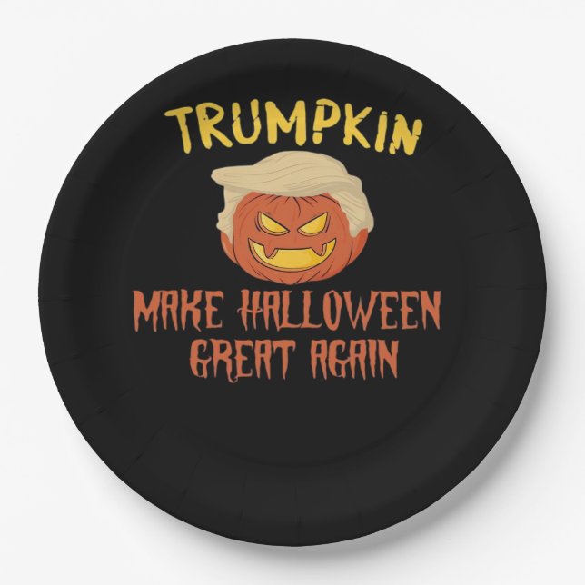 Trumpkin Make Halloween Great Again – Funny Costum Paper Plate (Front)