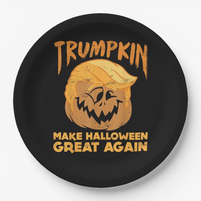 Trumpkin Make Halloween Great Again Funny Politica Paper Plate (Front)