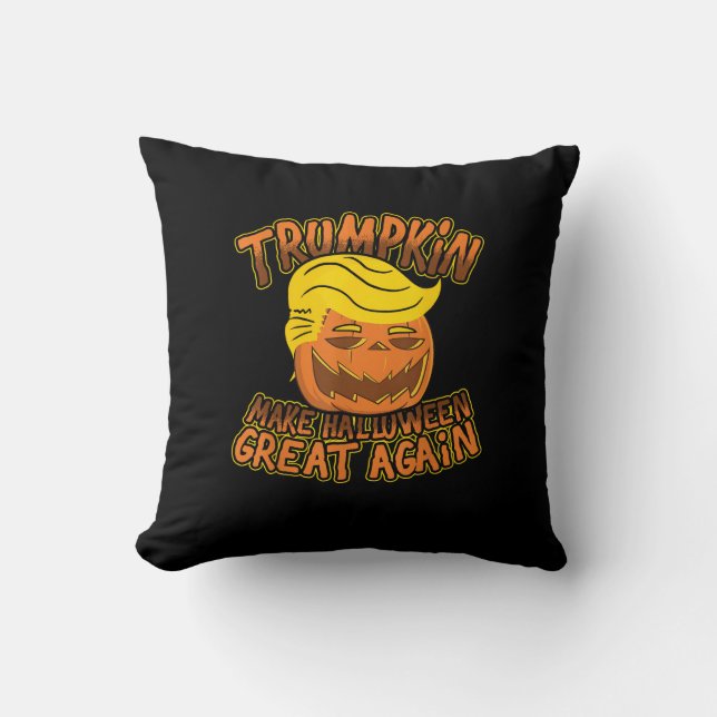 Trumpkin Make Halloween Great Again Funny Politics Cushion (Front)